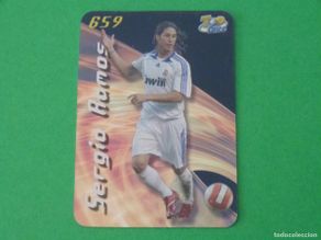 Football Stickers: TRADING CARD FUTBOL SERGIO RAMOS REAL MADRID LISO Nº 659 TOP FICHAS LIGA MUNDICROMO 2007-2008/07-08